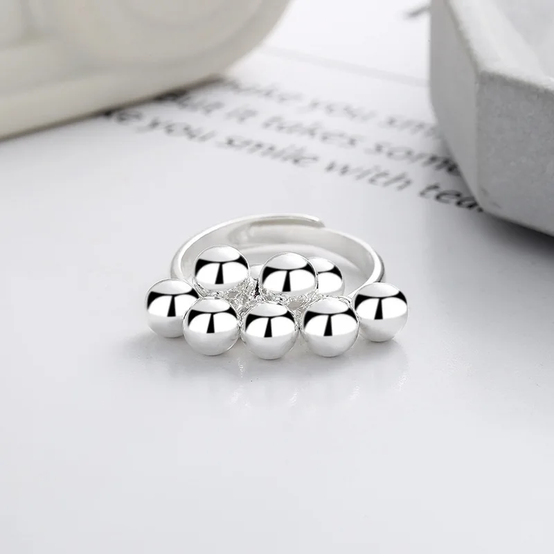 

New In 925 Sterling Silver Round Ball Grape Shape Rings For Women Gift Female Couple Wedding Party Luxury Jewellery Accessories