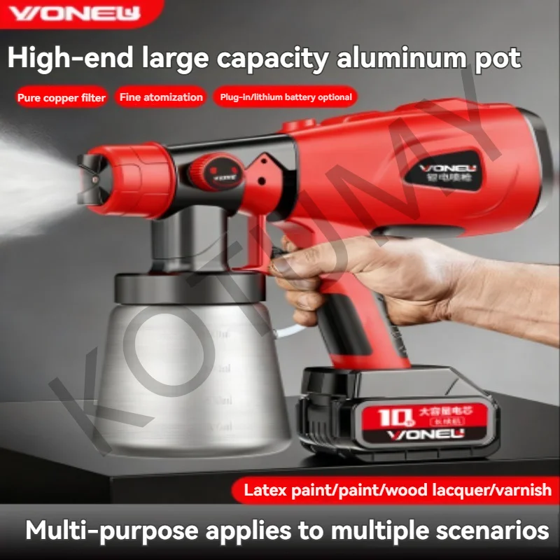 800ML Electric Spray Gun Home Cordless Paint Sprayer Auto Furniture Steel Coating Airbrush For Lithium Battery