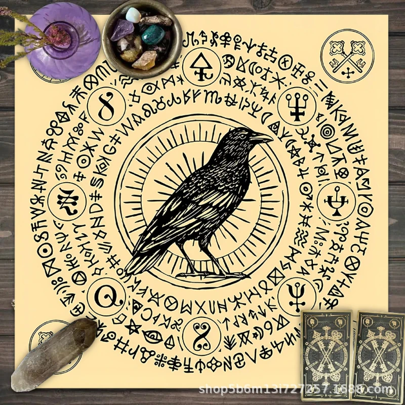 Zodiac Pentacle Black Cat Tarot Altar Cloth Astrology Divination Tablecloth Witchcraft Home Decor
