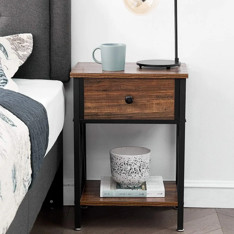 Modern Versatile Nightstands X-Design Side End Table Night Stand Storage Shelf