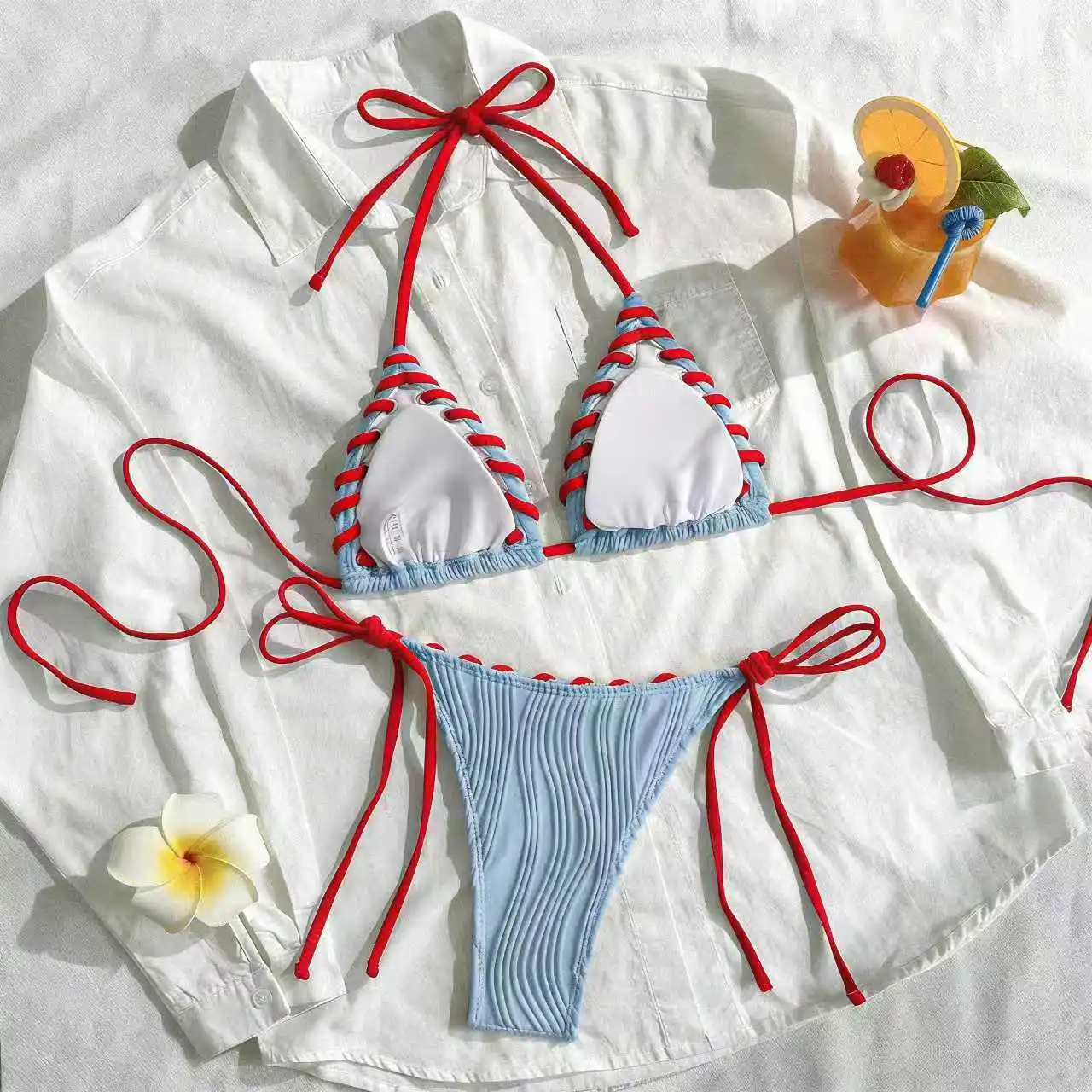 2026 مثلث سلسلة البيكينيات النساء ملابس السباحة الإناث مثير ملابس السباحة الصلبة الاستحمام السباحة لباس سباحة بحر #2