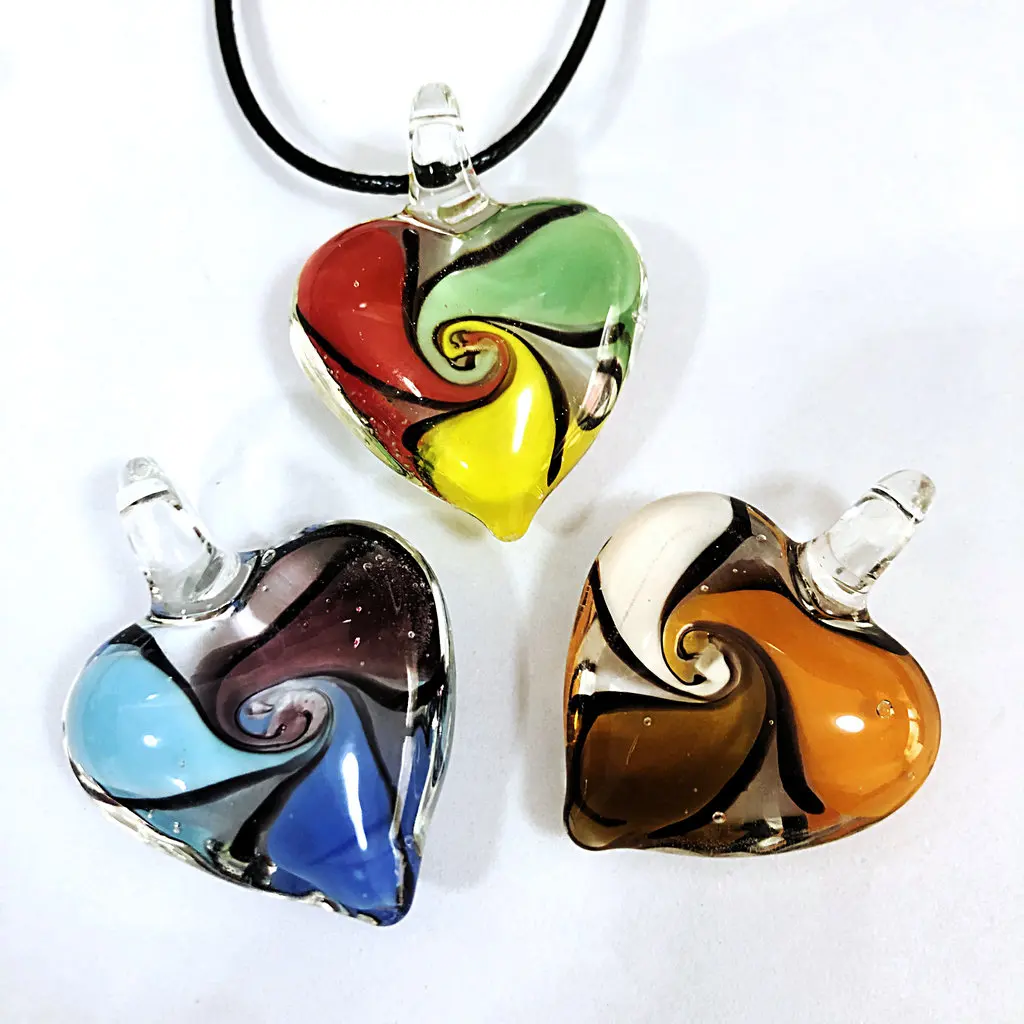 1PCS Retro Muran Lampwork Spiral Creative Painted Creative Painting Art Vortex Love Pendant Necklace For Woman Jewelry Crystal - Image 5