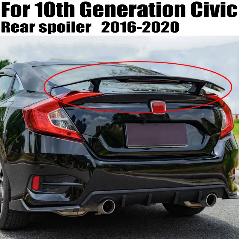 

For Honda 10th Generation Civic 2016 2017 2018 2019 2020 Sedan ABS Plastic Rear Trunk Cover Spoiler Airfoil Body kit Accessory