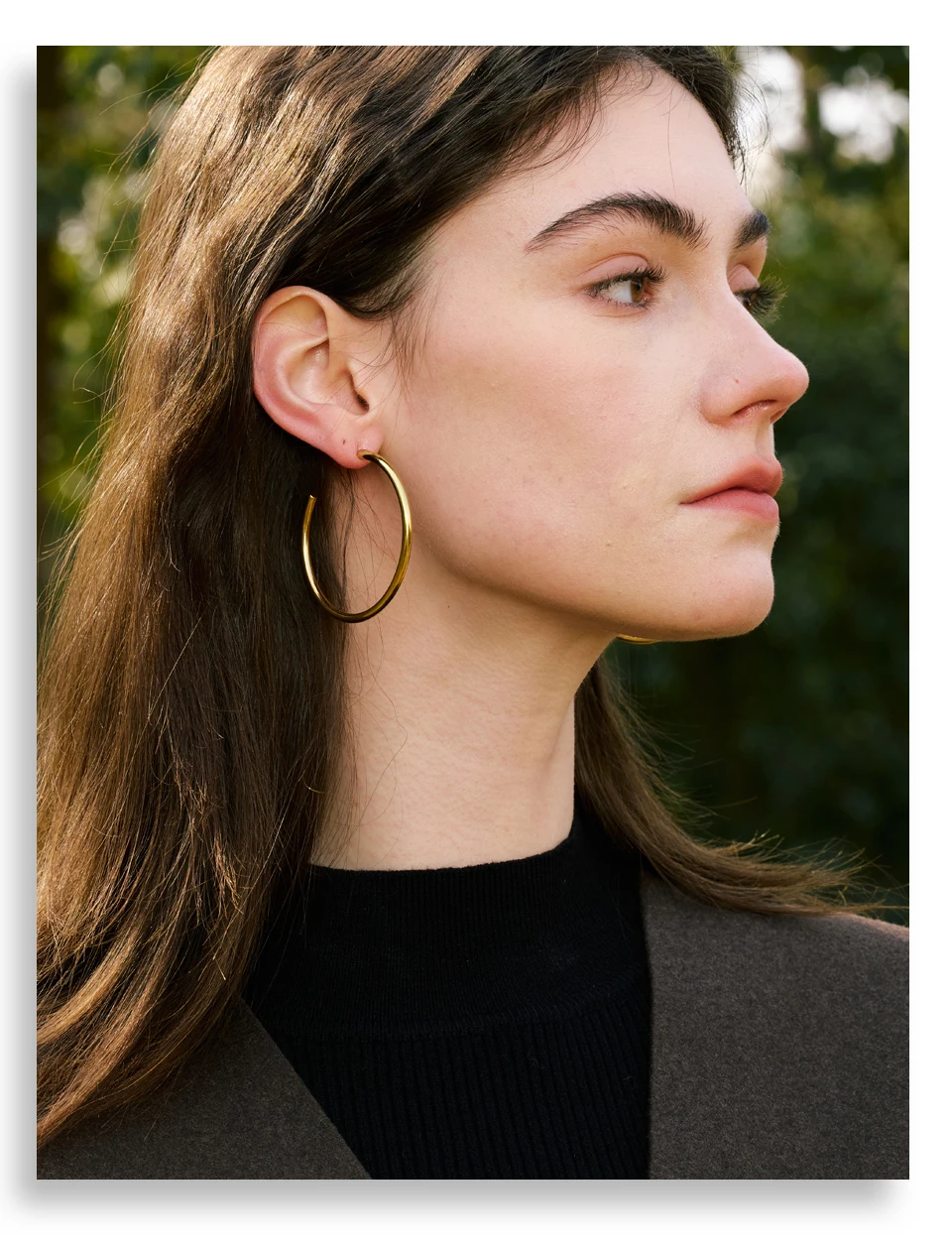 Yhpup 25/30/40/50/60/70mm Minimalist C-Shape Round Daily Hoop Earrings Stainless Steel Versatile Popular PVD Waterproof Jewelry – Detail 6