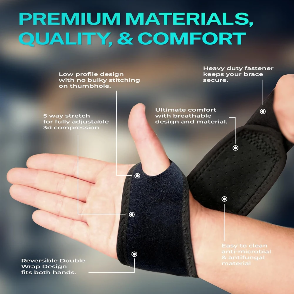 1Pcs Wrist Support Braces Sports Exercises Training Hands Protector Wrist Wraps with Thumb Loops - Fits for Both Hands,Arthritis