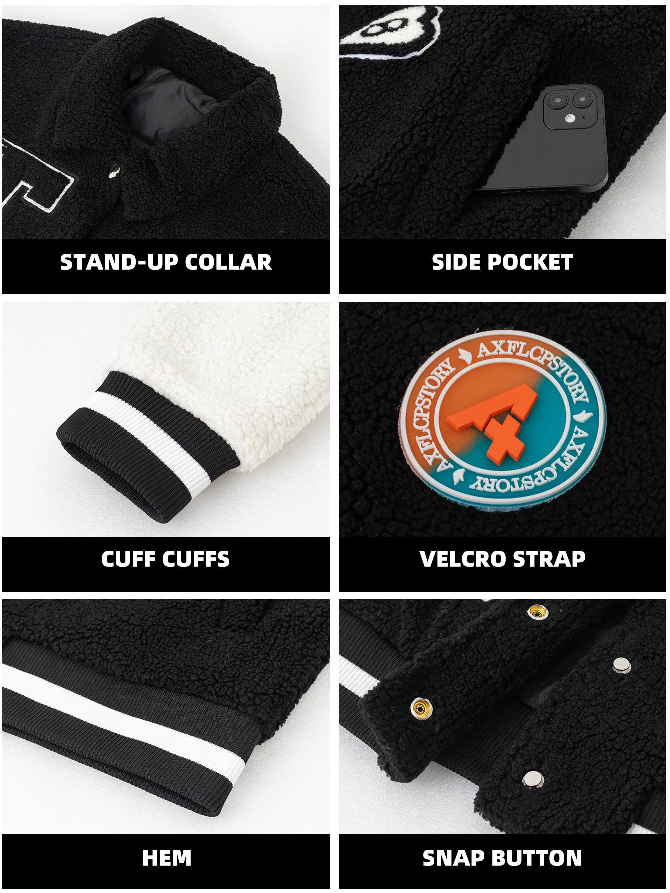 Men's Cartoon Letters Embroidery Polar Fleece Jacket Vintage Lapel Buttons Thick Casual Coats for Fall and Winter