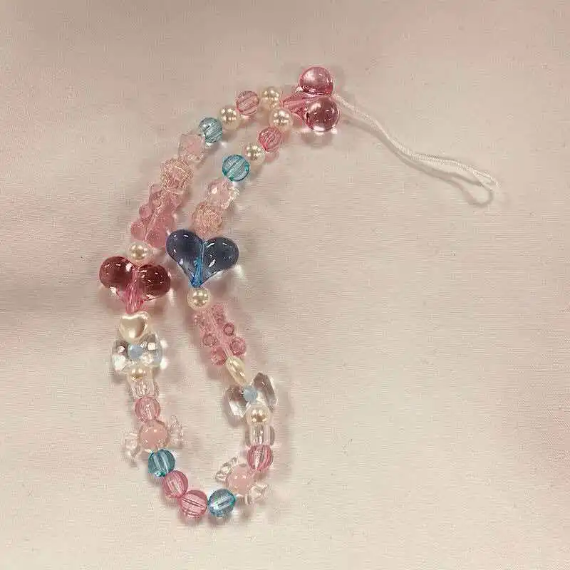 Telefon Anti-verloren Lanyard Schlüssel Kurze Handgelenk Anhänger Bunte Macaron Runde Perle Anhänger frauen hand Kette Handy Lanyard