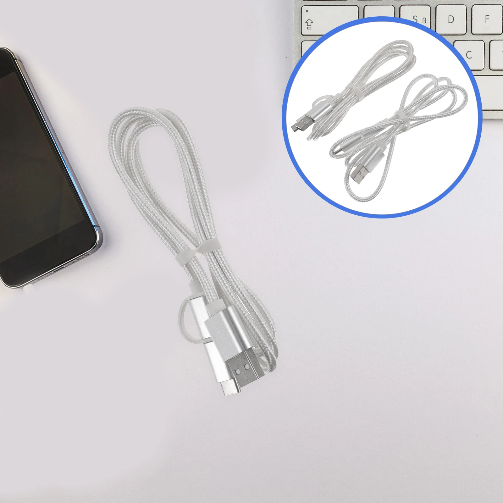 

2pcs Braided Fast Charging Data Cables Usb Type C Cords Durable Nylon For Portable Use Home Office School Anti Short