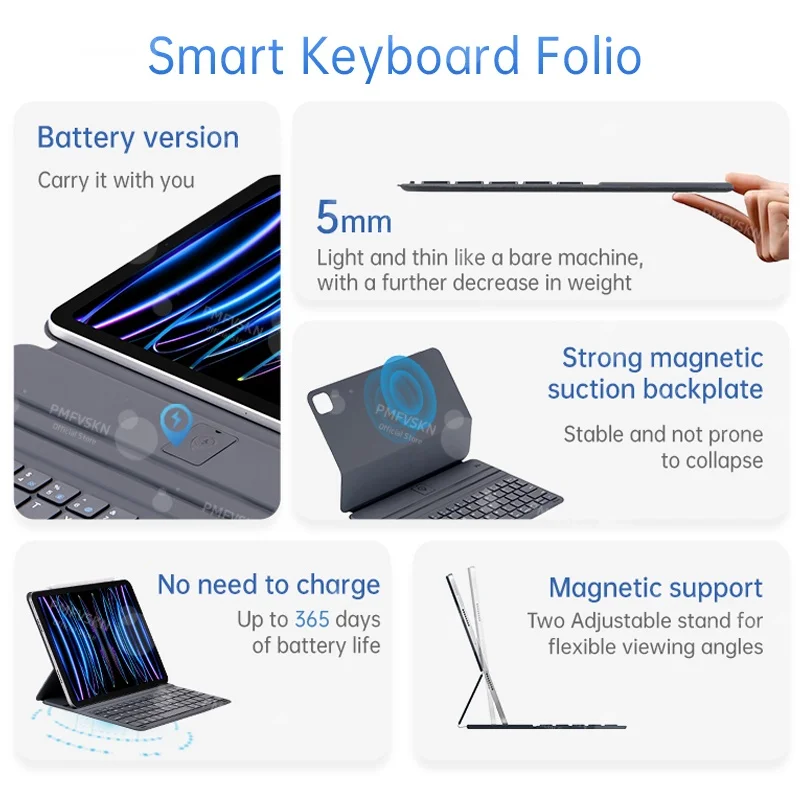 Ultra Thin Smart Keyboard Case For iPad 11th A16 2025 10th Gen Cover Folio For Air 11 13 2024 2025 Air 4 5 iPad Pro 11 12.9 13“