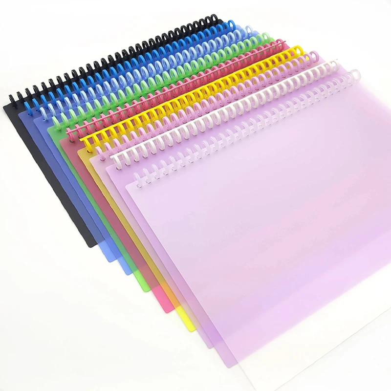 2 Sheets A4 30 Hole Binding Cover & 10mm 30 Holes Plastic Loose-leaf Ring Binder Strip Spiral Binding Set School Accessories