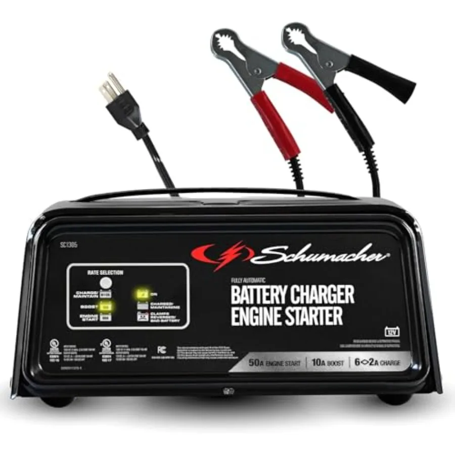 

6A Car Battery Charger and 50A Engine Starter, 3-in-1 Solution, Maintainer, 10A Boost, for 12V Power Sport, Automotive, and Mar