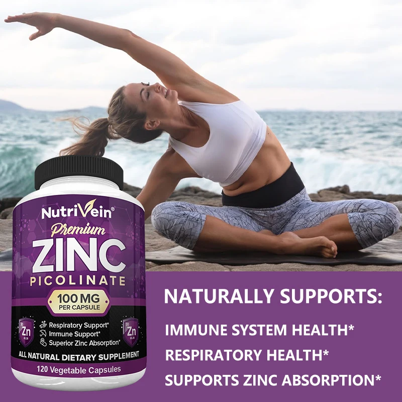 Zinc Picolinate - All Natural Dietary Supplement Superior Zinc Absorption Supports Respiratory Immune Health, Cell Regeneration