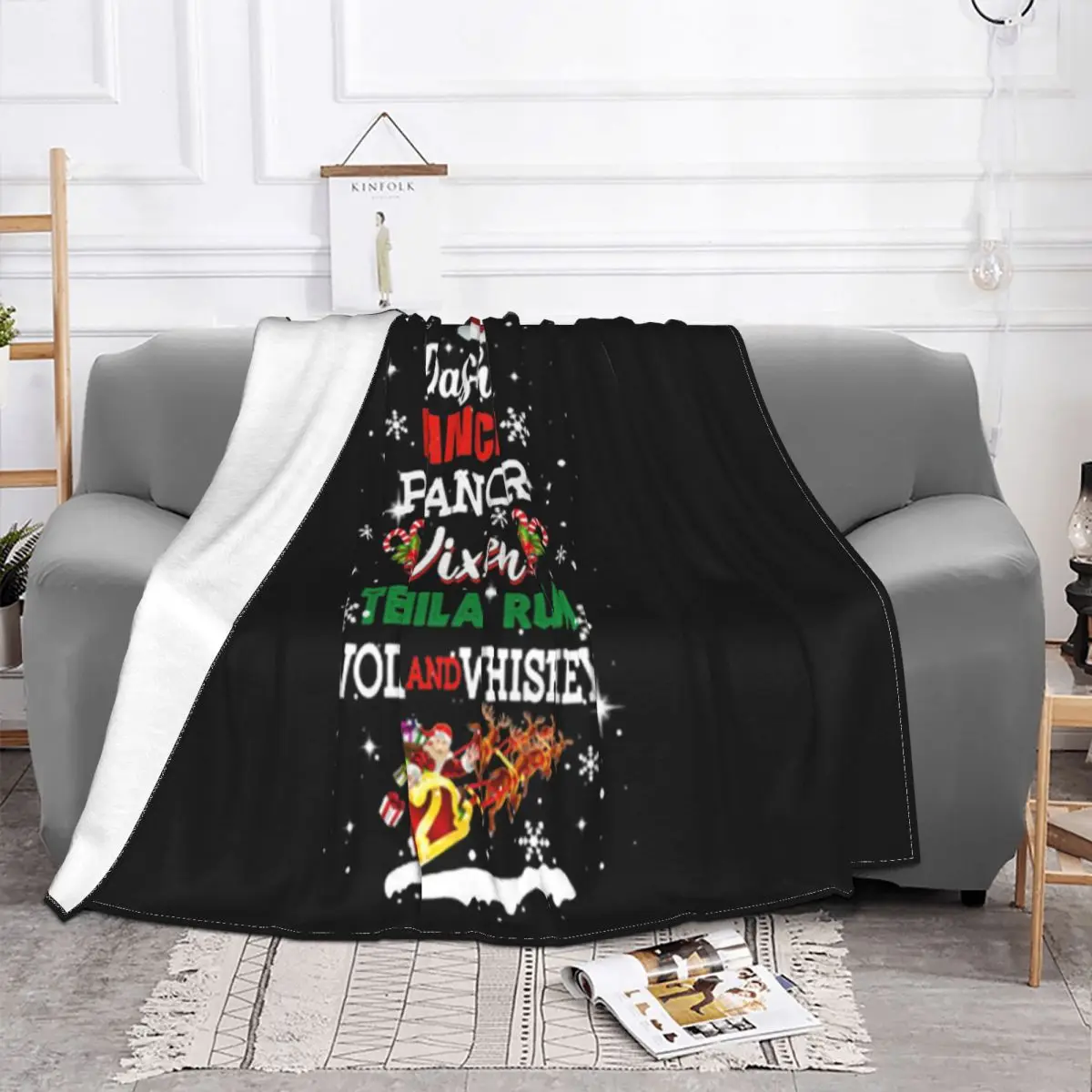 Dasher Dancer Prancer Vixen Tequila Rum Vodka Whiskey Christmas Aesthetic Printing Throw Blanket