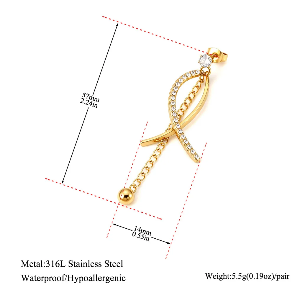 Lokaer Fashion Long Crystal Tassel Earrings For Women Zircon Rotating Twisted Dangle Earrings Stainless Steel Jewelry E26123