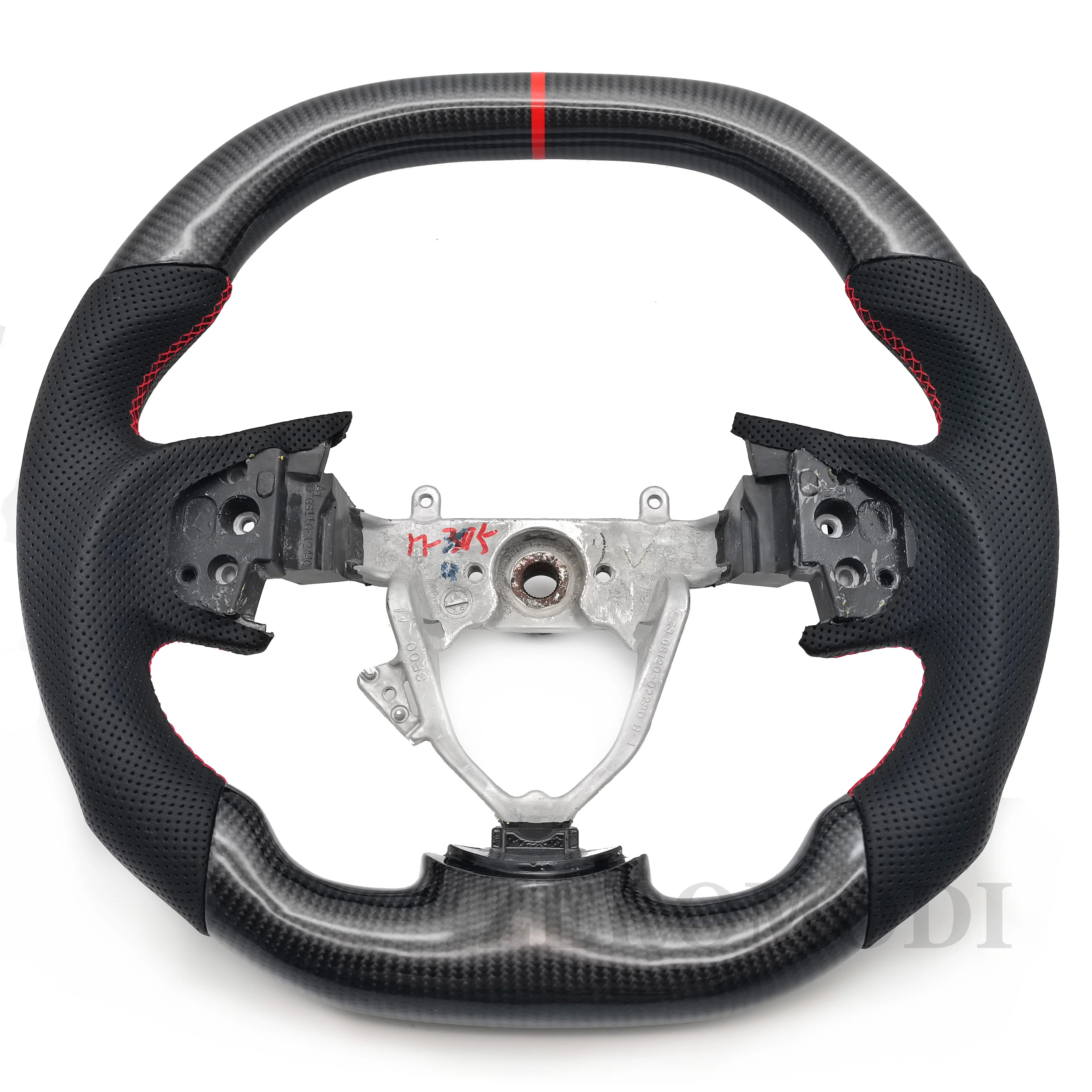 Carbon Fiber Perforated Leather Steering Wheel Fit For Mitsubishi Lancer