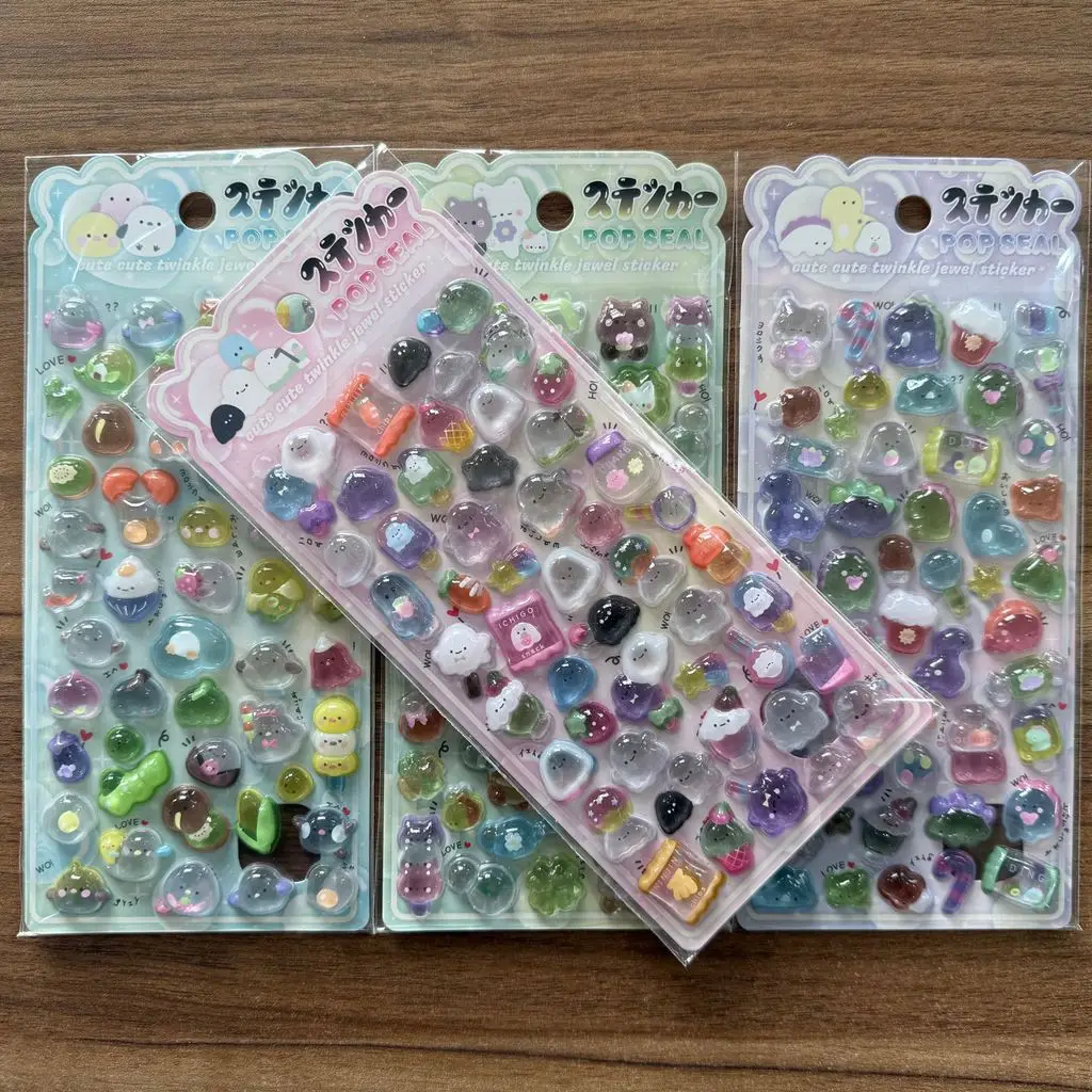 

Набор из 4 прозрачных стикеров с животными Kawaii, блестящие декоративные наклейки для скрапбукинга и блокнотов, магазин BulingBulingStickers