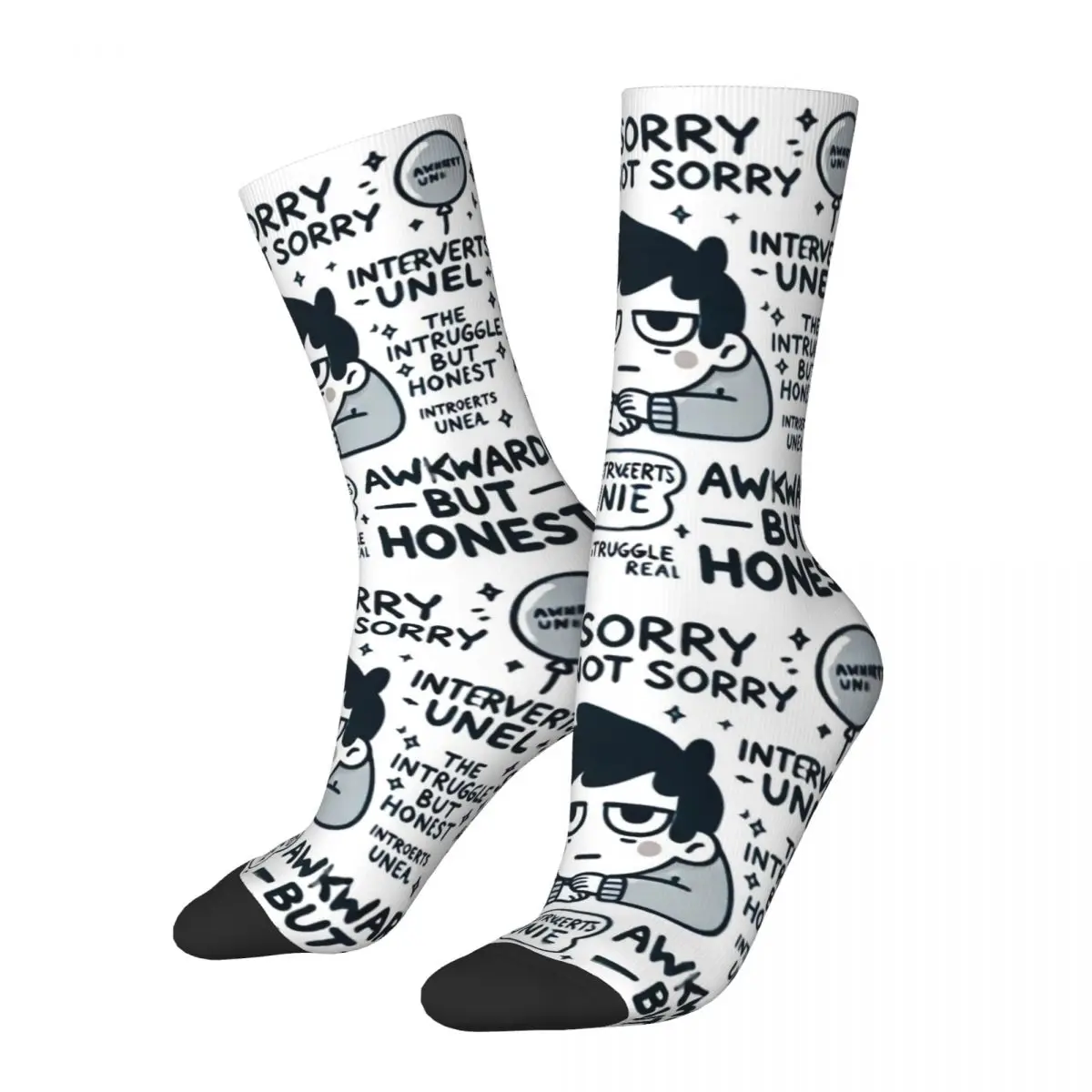 Awkward But Honest The Introvert Struggle Socks Harajuku Sweat Absorbing Stockings All Season Long Socks Accessories for Unisex