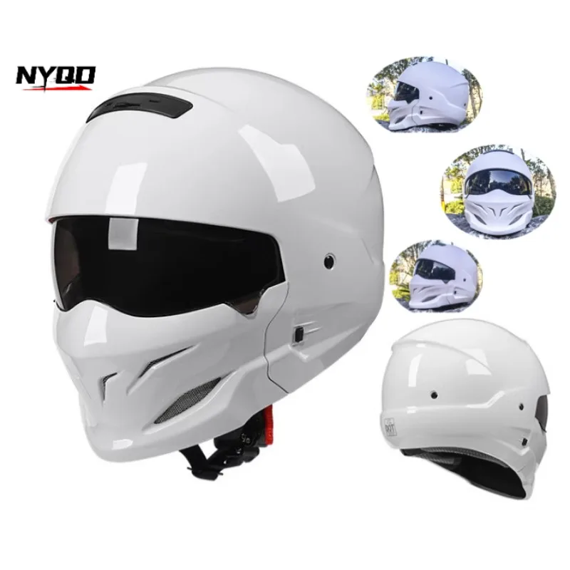 

Motorcycle Helmet New Black Scorpion Detachable Visor Multi-purpose Combination Half Predator Helmet for Retro Locomotive