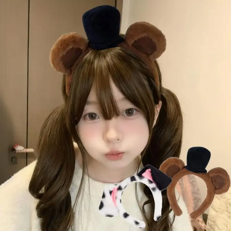 

Cute Bear Ear Headband With Hat Furry Little Bear Ear Hairhoop Halloween Cosplay Hairband Makeup Adult Costume Hair Hoop