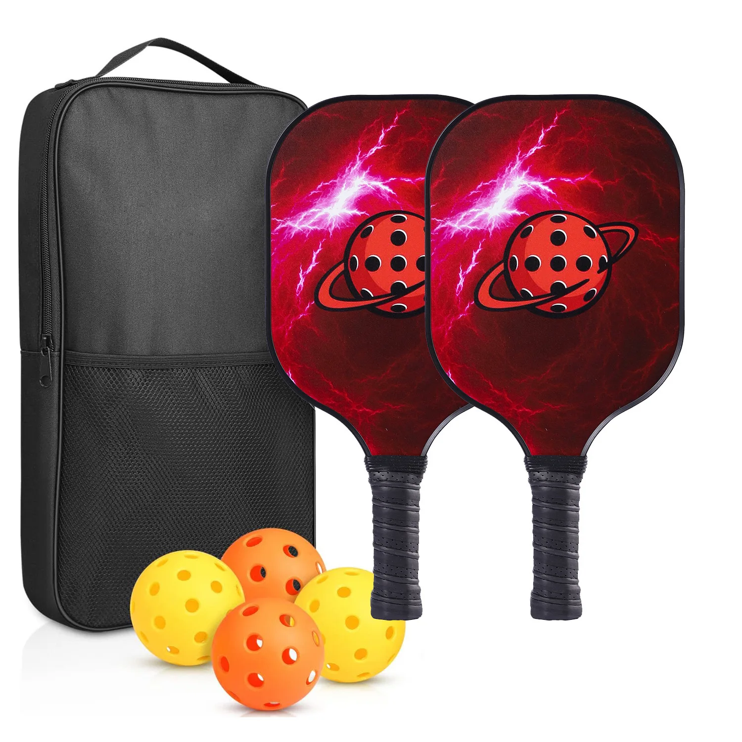 Pickleball Paddles Set Fiberglass, Honeycomb Core Lightweight pickleball paddle USAPA Approved Adult and Kids Match Beach Racket
