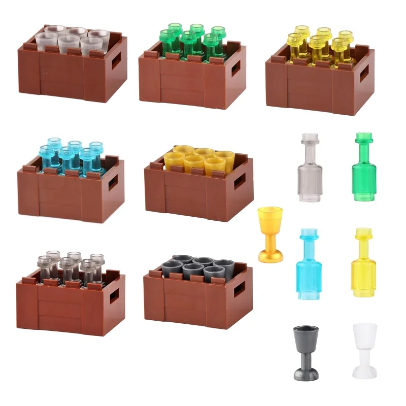 

Friends Mini Action Figures Accessories Beer Bottle Box Case Wine Glass MOC Compatible City Parts Building Blocks Brick Toys