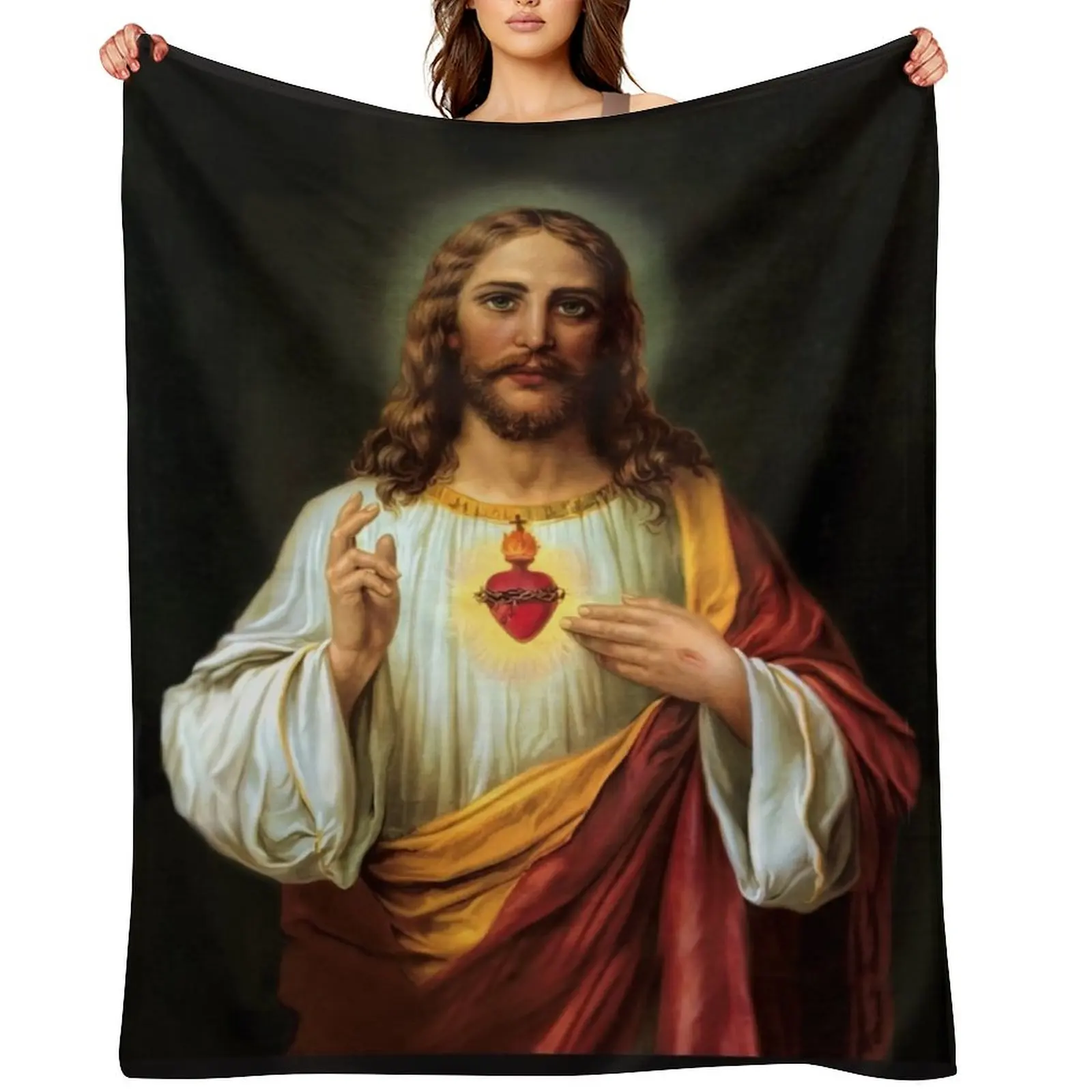 

Sacred Heart of Jesus Catholic Traditional Throw Blanket christmas gifts Winter beds Thins Cute Blankets