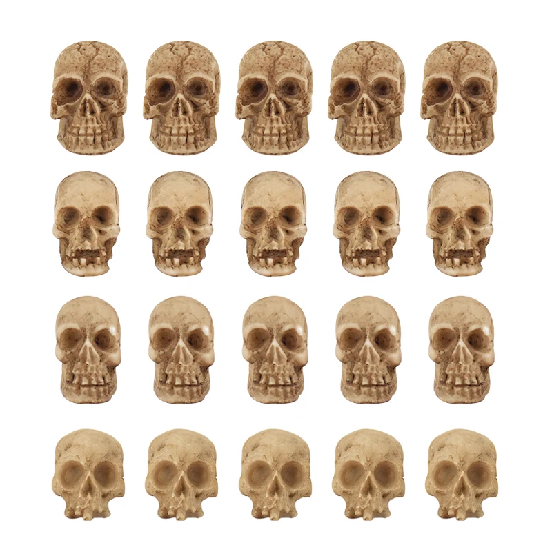 

20Pcs Mini Skull Heads Resin Realistic Skeleton Head Trick Toy Halloween Party Decorations Kids Gifts Garden Potted Plant Decor