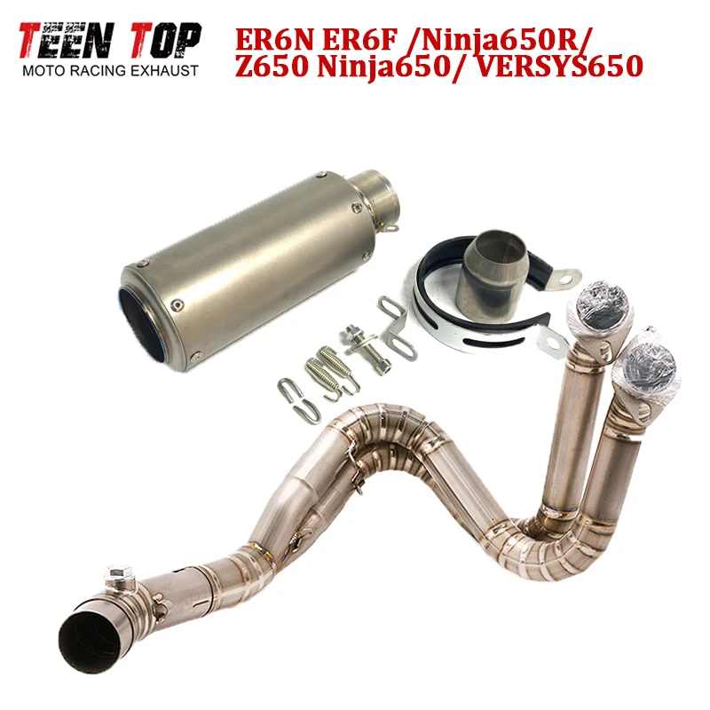

Titanium Exhaust System For Kawasaki Ninja650 Z650 Ninja650R Exhaust Front Pipe ER6N ER6F Exhaust Muffler Elbow 51mm Escape Moto