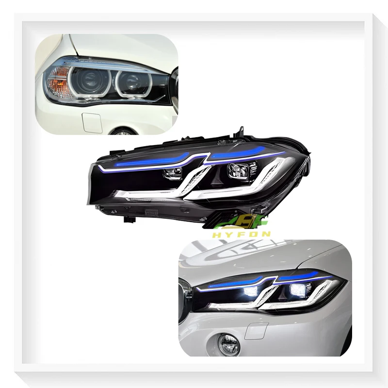 

BR BR For X5 F15 2014-2018 Upgrade G30 Style LED Headlight Blue Brow Daytime Running Lights LED Streamer Turn Signal Plug