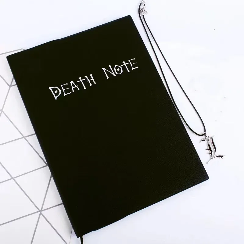 New A5 Anime Death Note Notebook Set Leather Journal and Necklace Feather Pen Animation Art Writing Journal Death Note Notepad