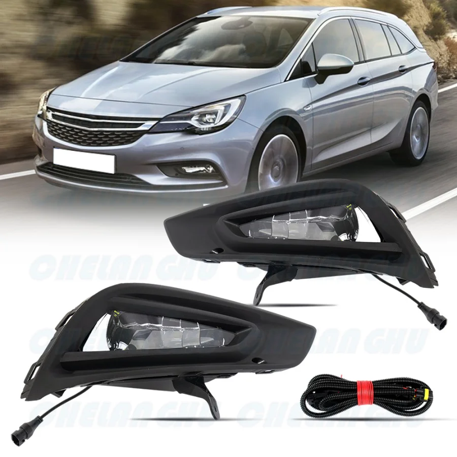 

For Vauxhall/Opel Astra K Sports Tourer 2015 2016 2017 2018 2019 Car 1 Set Front LED Fog Light Lamp+Grille Cover With Wire