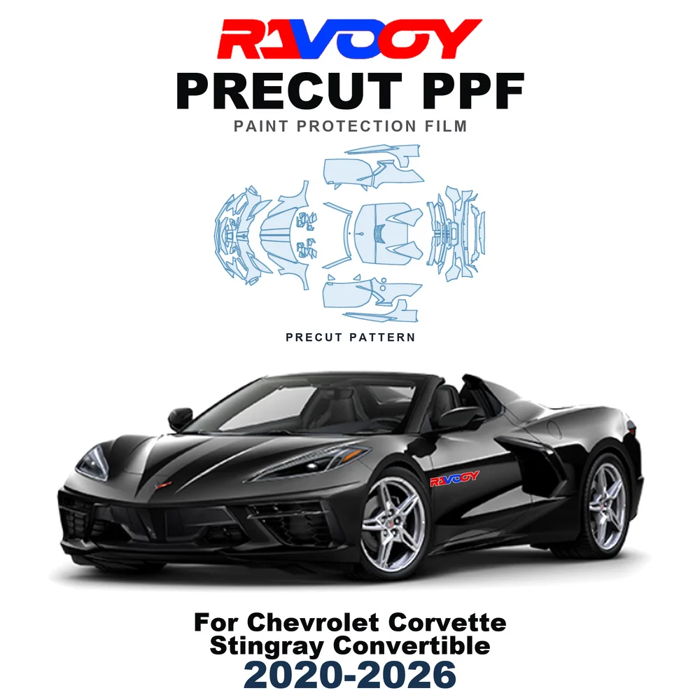 Precut PPF For Chevrolet Corvette Stingray Convertible 2020-2026 8.5mil TPU Paint Protection Film Hood Bonnet Bumper Headlight
