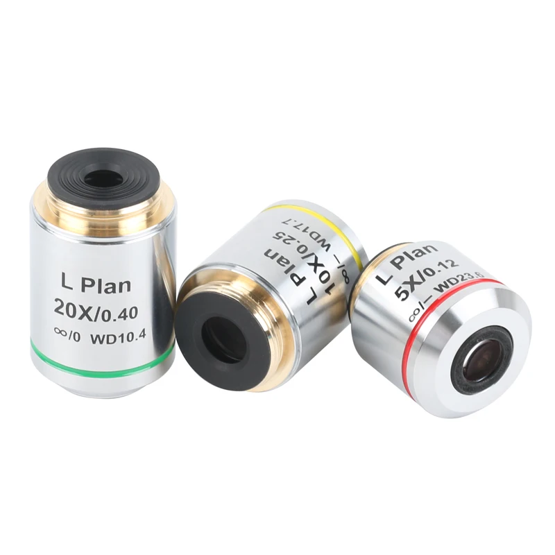 5X 10X 20X 50X 100X 0.12/0.25/0.4/0.55 mm Microscope Achromatic PLAN Objective Lens