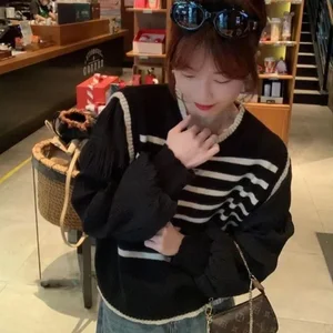 2 -Stück -Fallstrick Schwellung Schwarz -weiße Frau, choreanischer Pullover von weichen Rollkragenpullover, Frühling, Herbst 10 Hauptverkauf Pullover Schwarz Frauen - №8