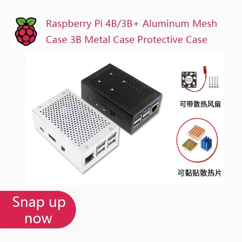 Casing pelindung logam Raspberry Pi 4B/3B Plus jaring aluminium