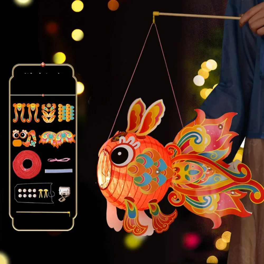 

Hand Made Goldfish Lantern DIY Material Bag Glowing Middle Autumn Festival Lantern Blessings Good Luck