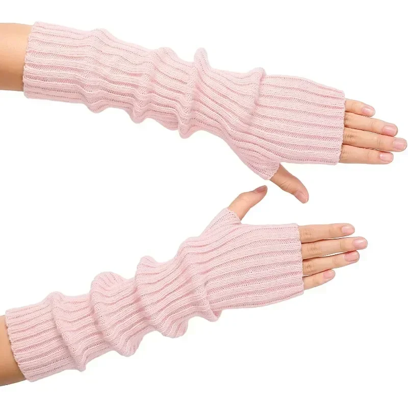 Arm Warmers - Women's Long Fingerless Gloves Fashion Stretch Knit Arm Sleeves for Women Thumb Hole Stretchy Gloves