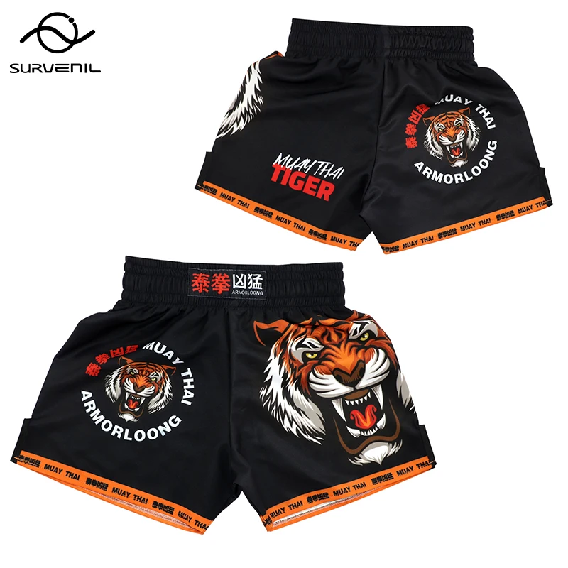 Muay Thai Shorts Printing MMA Shorts Polyester Breathable Tiger Kickboxing Pants Men Women Kids Martial Arts Combat Fight Wear