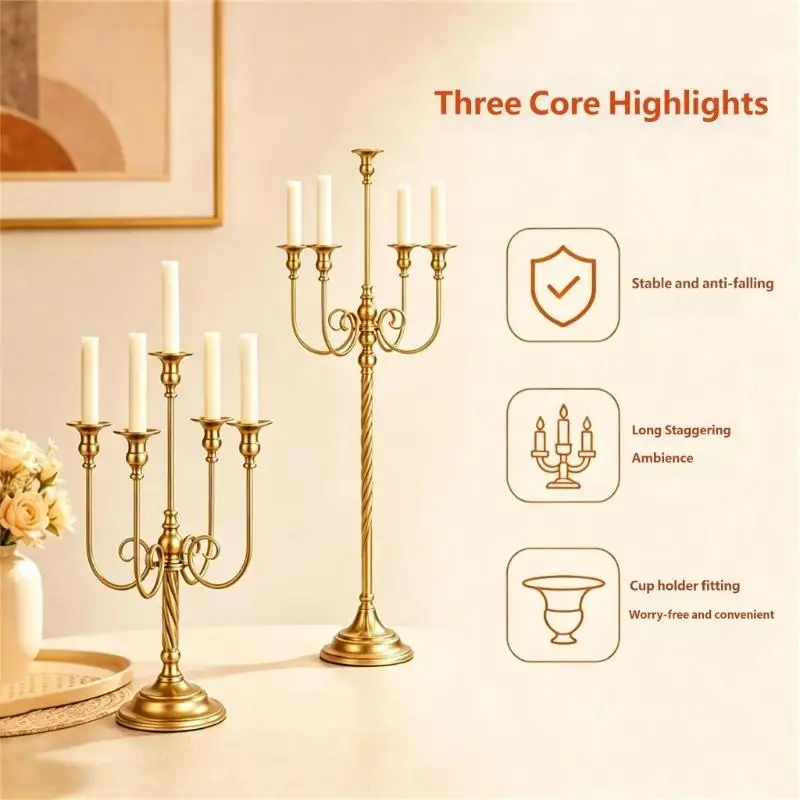 E8BD Five-Light Iron Candelabra with a Detachable Structure by Hand