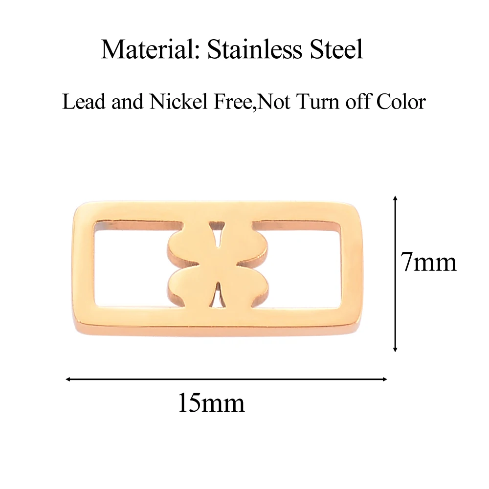10 Stück/Set Polierter Edelstahl Vierblättriges Kleeblatt Stern Herz Kleiner Anhänger Hohlverbinder für DIY Armband Schmuckherstellung – Detail 1