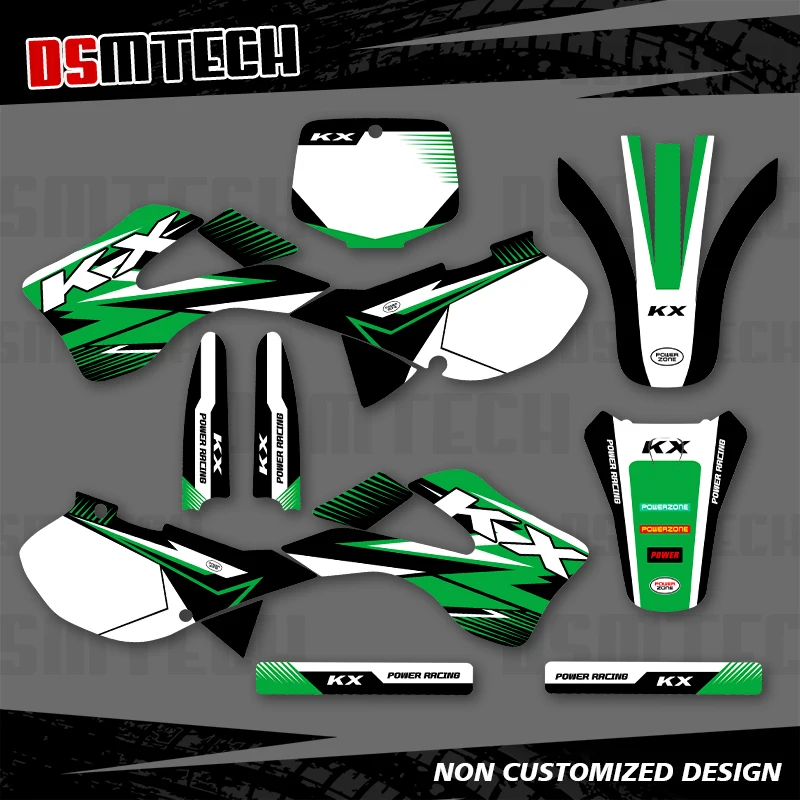 

DSMTECH для Kawasaki KX125 KX250 KX 125 250 1999 2000 2001-02 полная графика наклейки мотоцикл фон индивидуальный номер