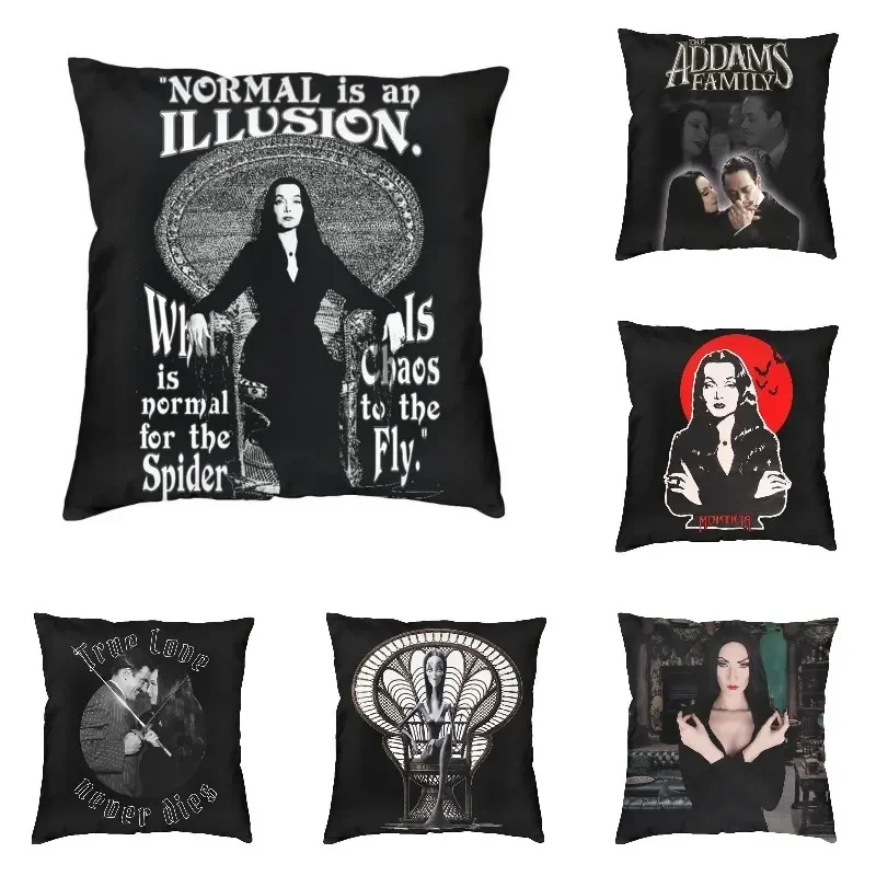 Morticia Addams Cushion Cover 40x40 Decoration 3D Print Normal Is An Illusion Throw Pillow Case for Living Room Double Side