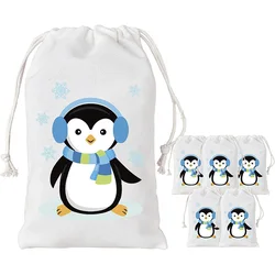 5pcs Penguin gift bags Wonderland Winter snowflake Frozen Theme Baby Shower boy girl First 1st 2nd 3rd Birthday Party decoration