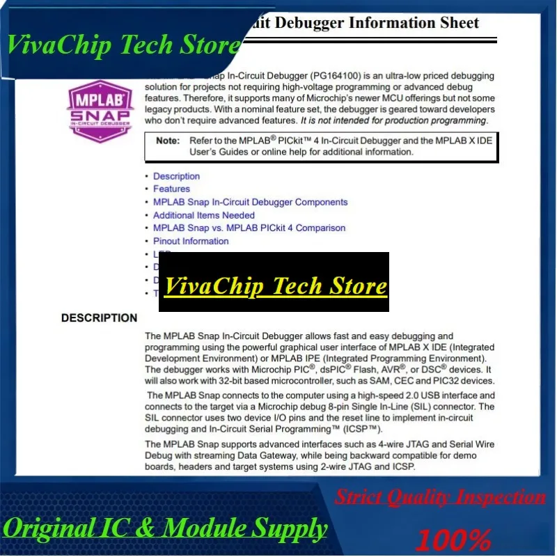 VivacpPG164100 MPLAB Snap In-Circuit Debugger
