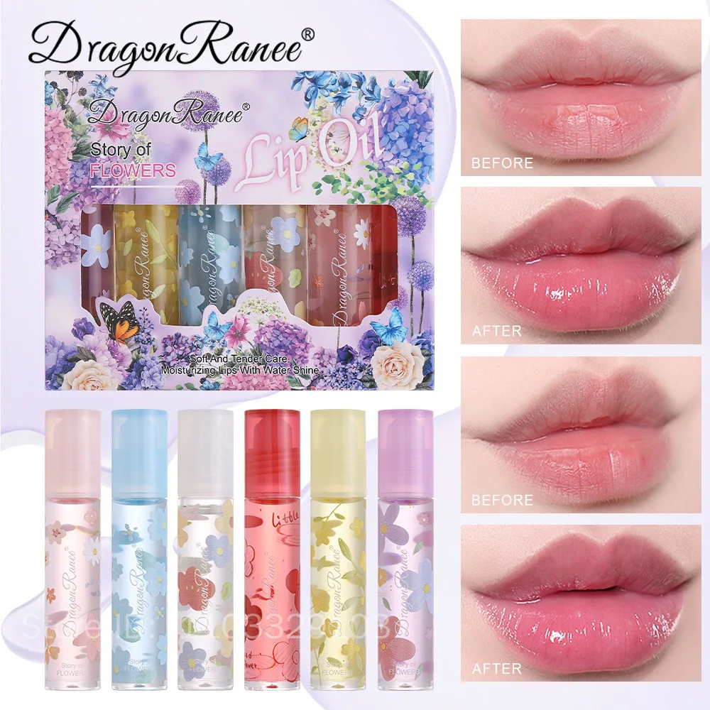 Baume à lèvres à bille aux fruits frais, 6 pièces, huile transparente et hydratante, brillant à lèvres hydratant longue durée, maquillage pour femme, cosmétiques