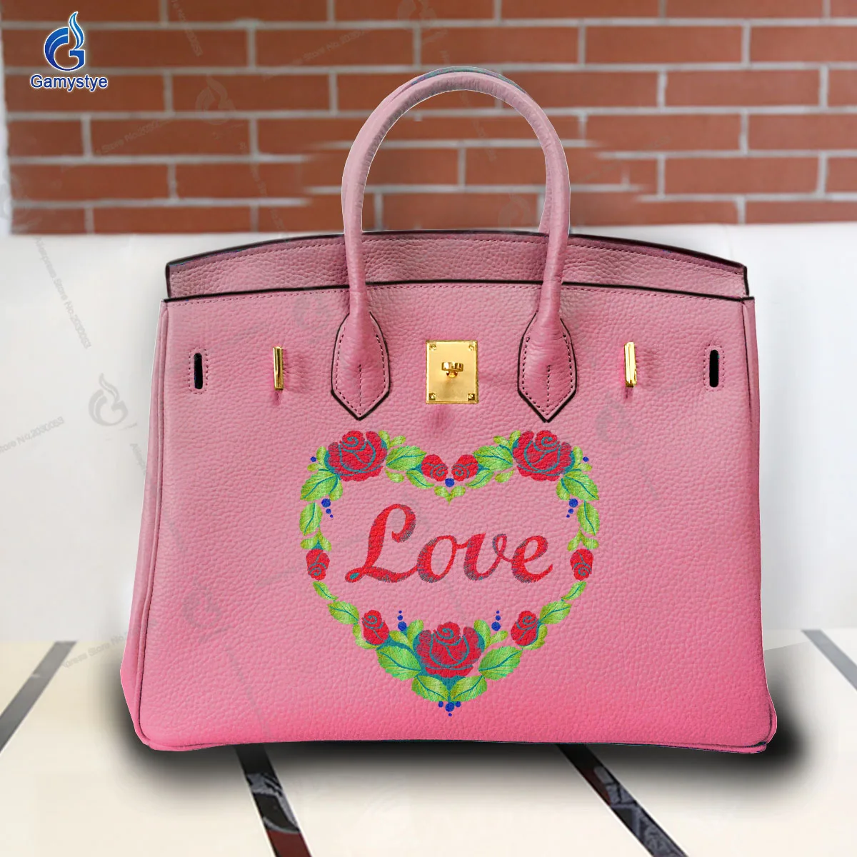 Graffiti Artisc Printed English Love Surrounded by Love Bag Real Cowskin Leather For women Handbags Designer Shoulder Bag Travel