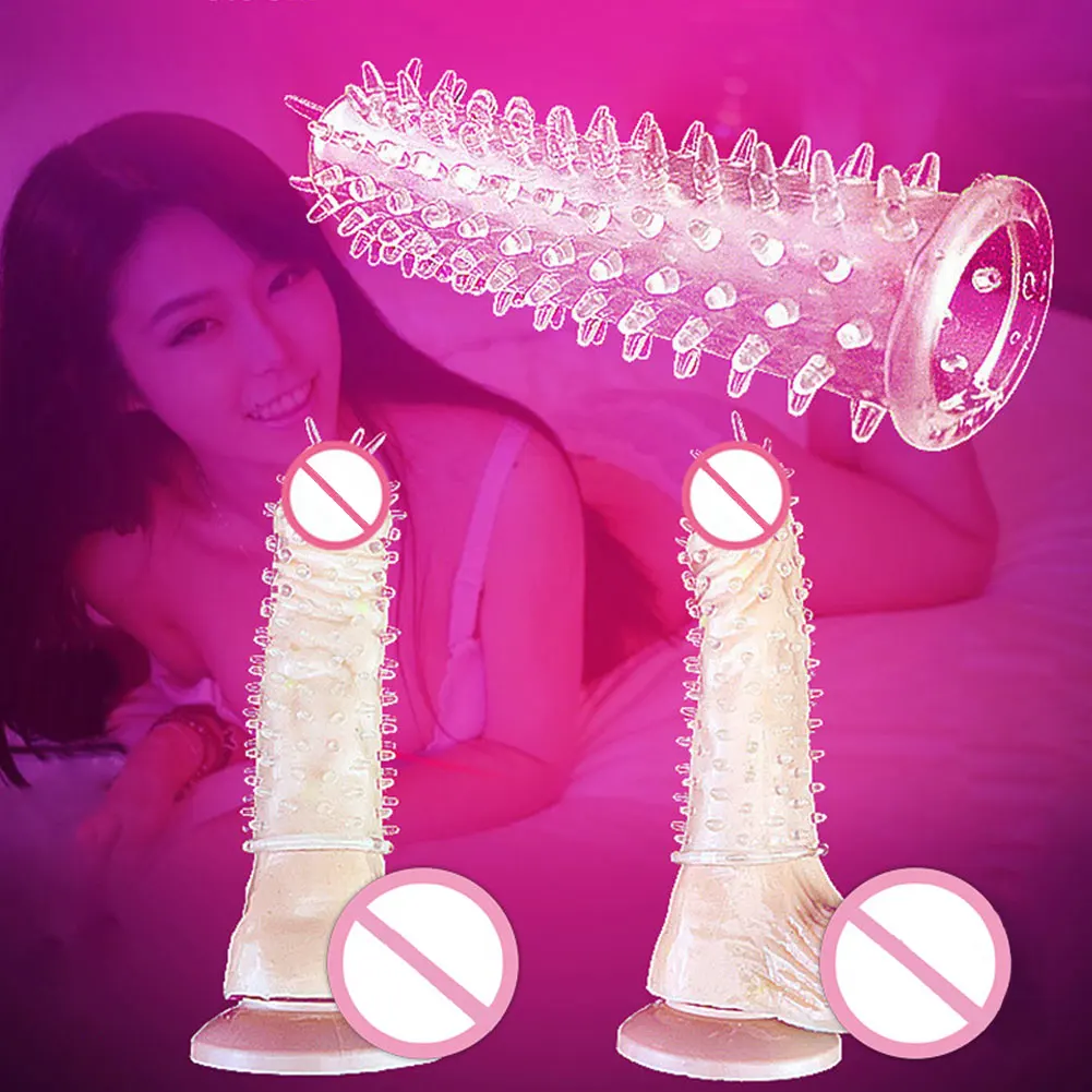 Nozzle Penis Dick Extensions Condom Sleeve Male Enlargement Men Delay Spray Massager Cock Ring Cover