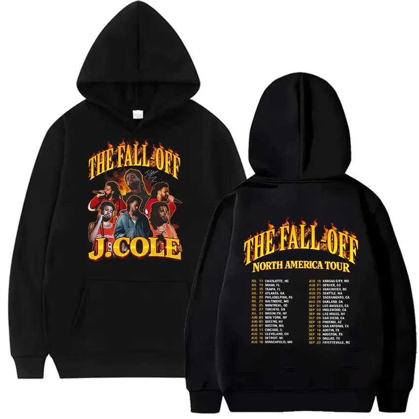 

Мужская толстовка с графическим принтом J.Cole The Fall Off North America Tour 2026, модный пуловер в стиле хип-хоп, оверсайз, уличная одежда