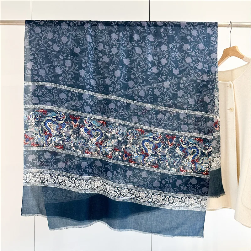 

Blue Long Cashmere Scarf Winter Soft Shawls Women Oversized Scarfs Foulard Femme 200 100CM Lover Gift Clothing Accessories