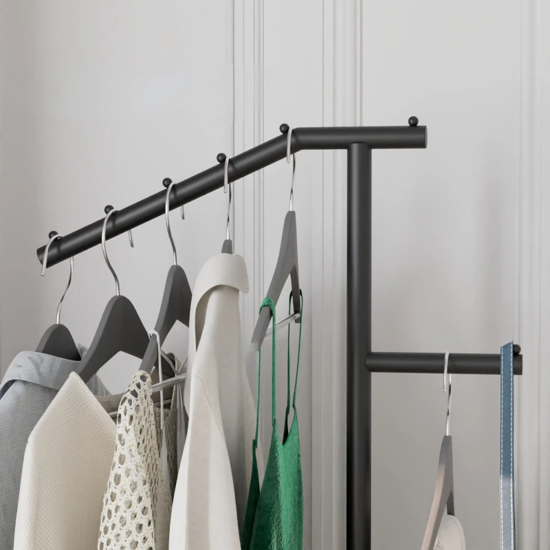 Bedroom Living Room Standing Storage Net Celebrity Hanging Hanger Light Luxury Floor-to-ceiling Slate Metal Mobile Clothes Rack